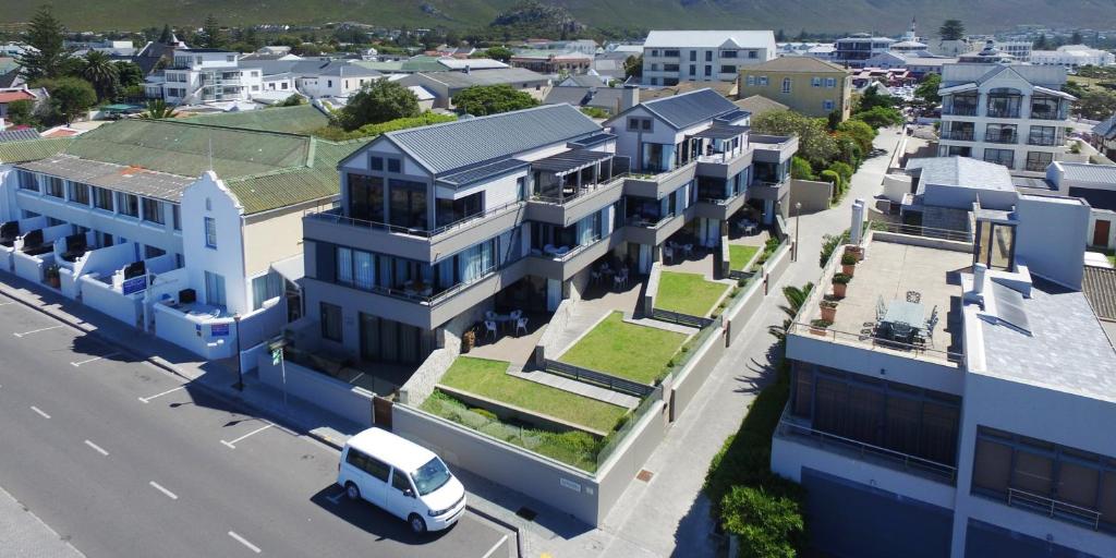 an aerial view of a city with a building at Harbour House Hotel - Le Paradis Apartments in Hermanus