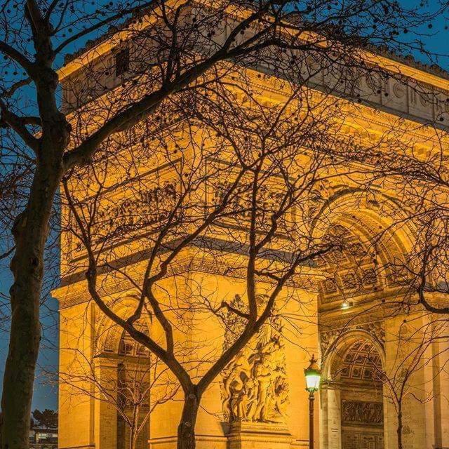 un grand bâtiment avec un arbre devant dans l'établissement Studio Cosy, à Paris