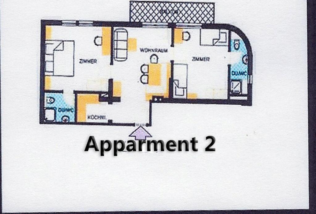 Půdorys ubytování Apart Rustica