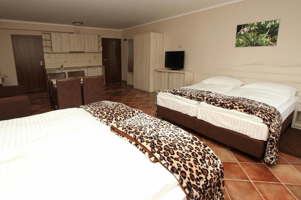 Posteľ alebo postele v izbe v ubytovaní Apartamenty Rok