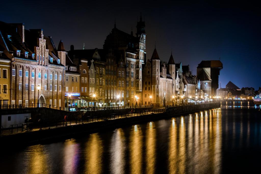 Výhľad na mesto Gdansk alebo výhľad na mesto priamo z apartmánového hotela