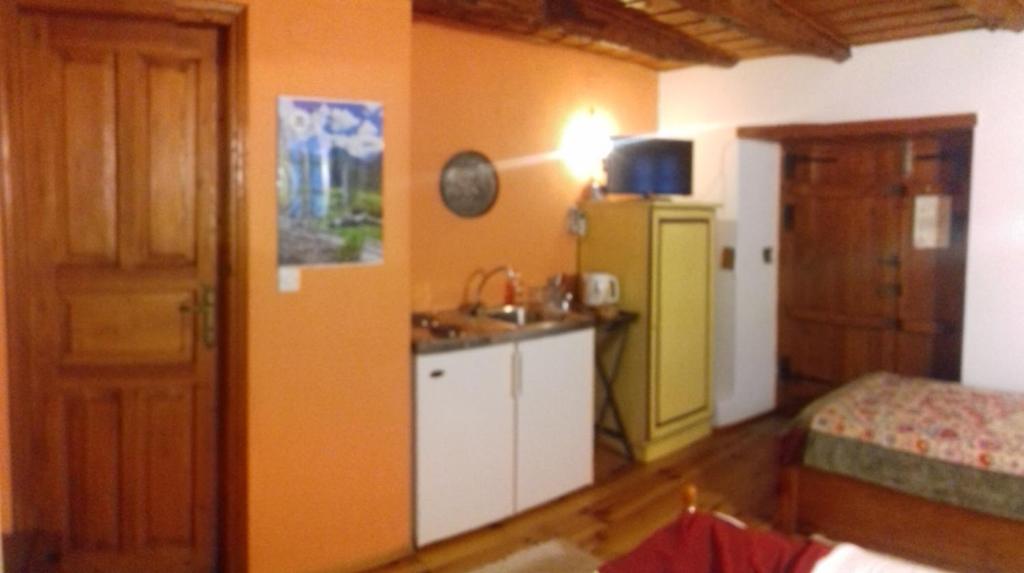 Kuchyň nebo kuchyňský kout v ubytování Traditional Rooms karaouli