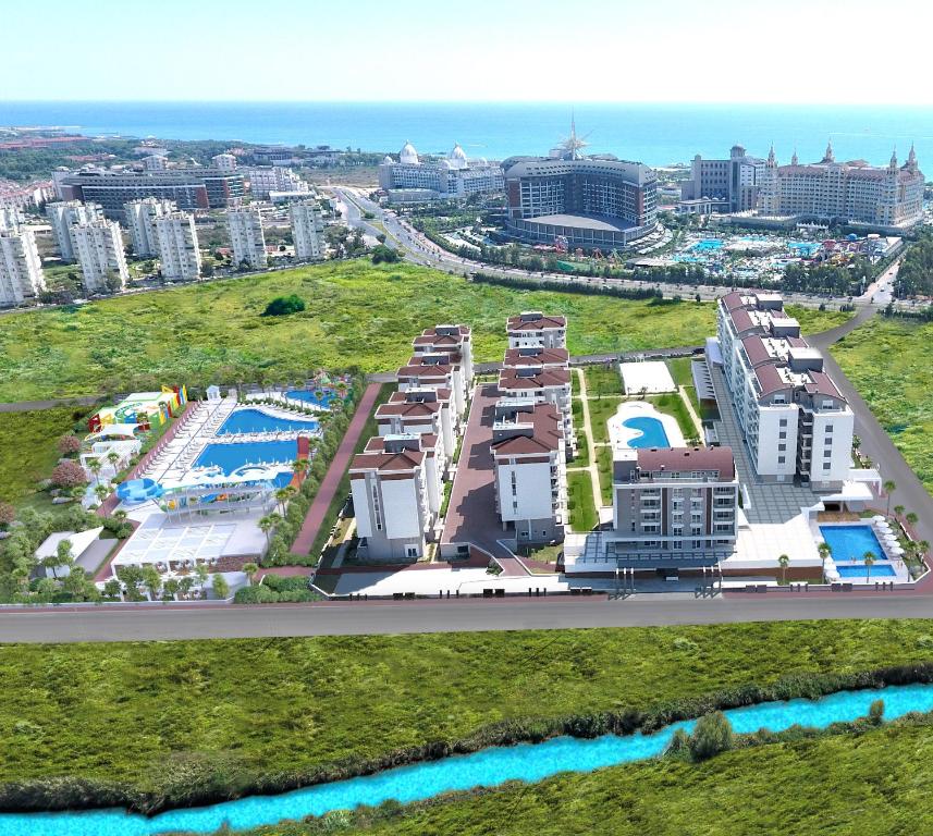 an aerial view of a resort near the ocean at Greenwood Suites Resort in Lara