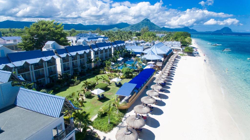 an aerial view of a resort on the beach at Pearle Beach Resort & Spa in Flic-en-Flac