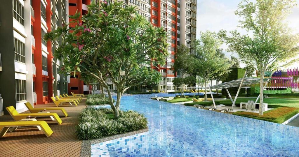 an artist rendering of the courtyard of an apartment building at Zizz Homestay - The Pallet Home in Petaling Jaya