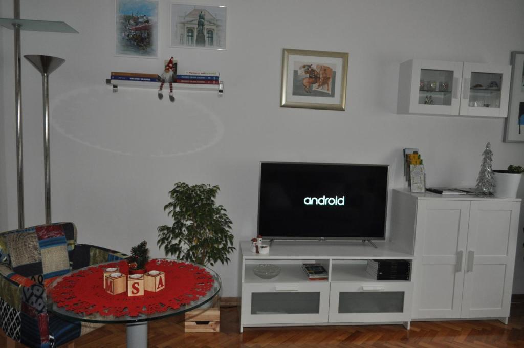 Televízia a/alebo spoločenská miestnosť v ubytovaní MZ Apartment