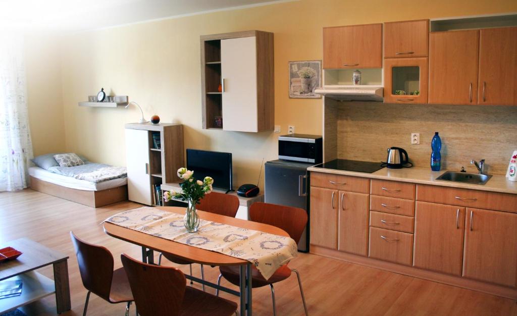 Kuchyňa alebo kuchynka v ubytovaní AAApartmán