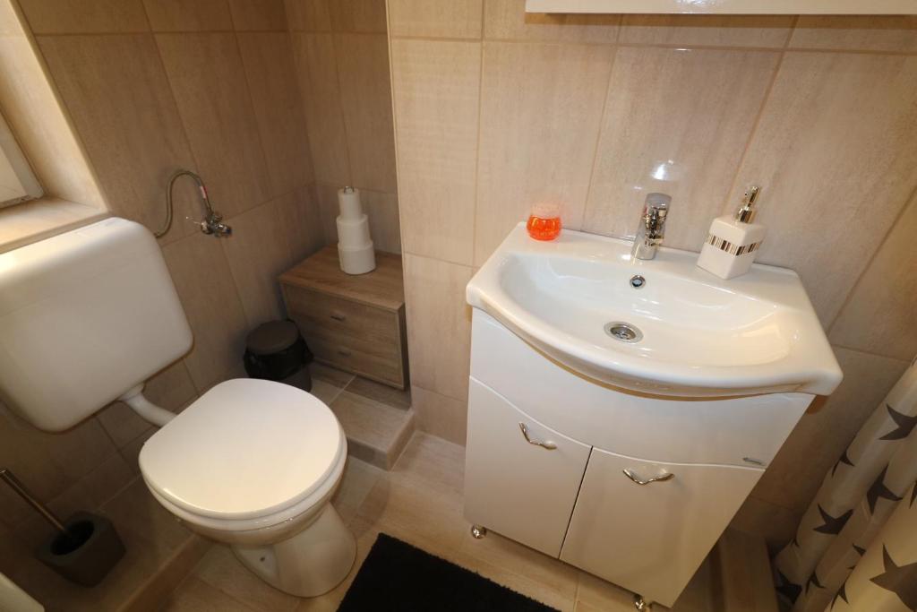 Koupelna v ubytování Rózsa Apartmanház