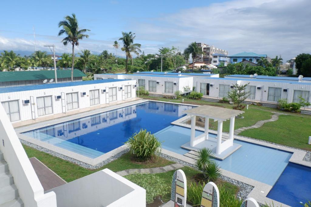 an aerial view of a building with a swimming pool at CUBE Baler in Baler