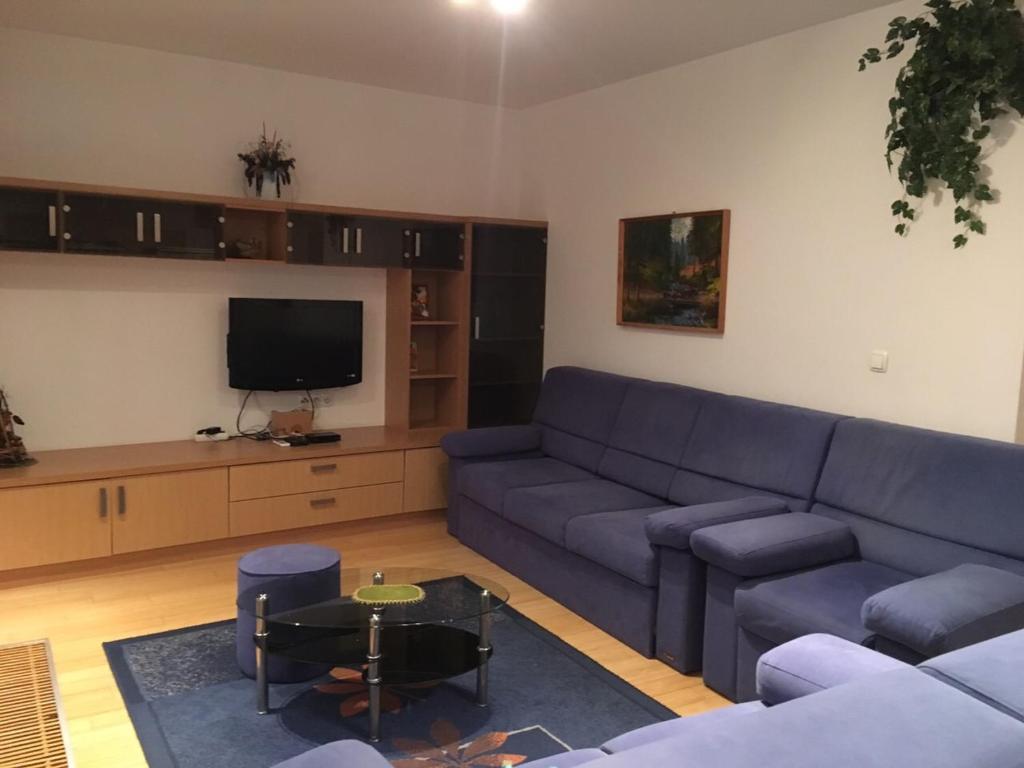 Televízia a/alebo spoločenská miestnosť v ubytovaní Mary Apartmanház Hévíz