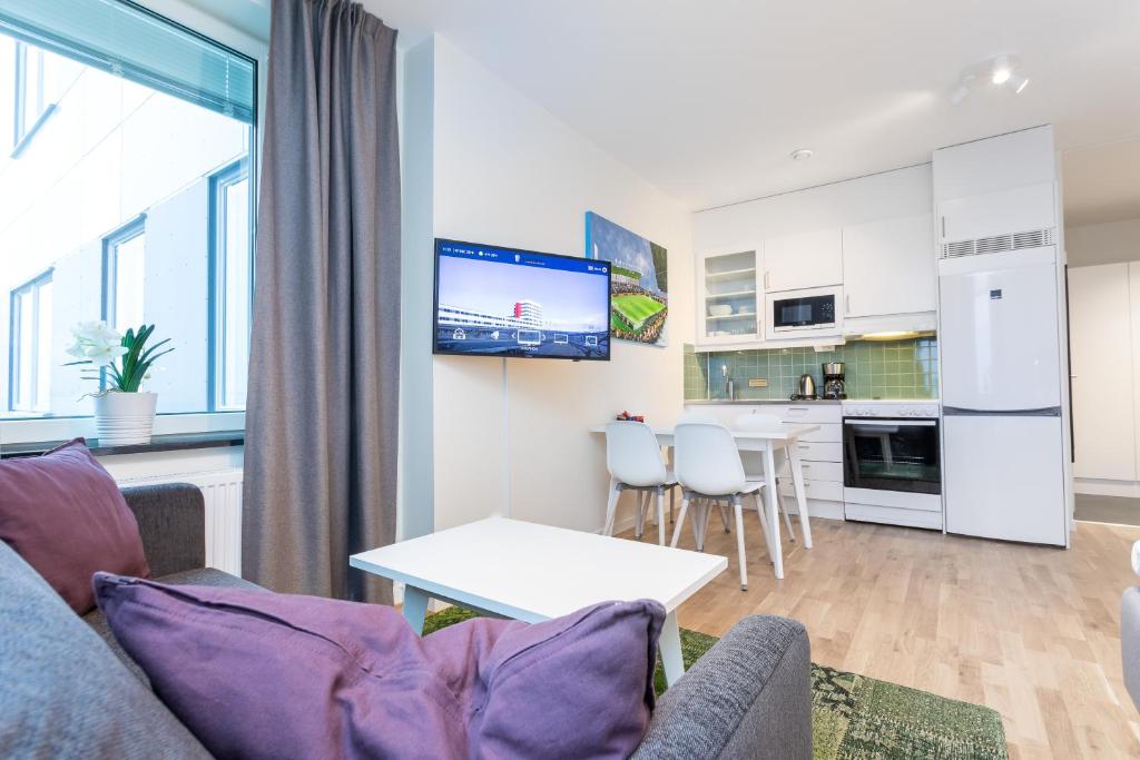 Kuchyň nebo kuchyňský kout v ubytování ApartDirect Linköping Arena