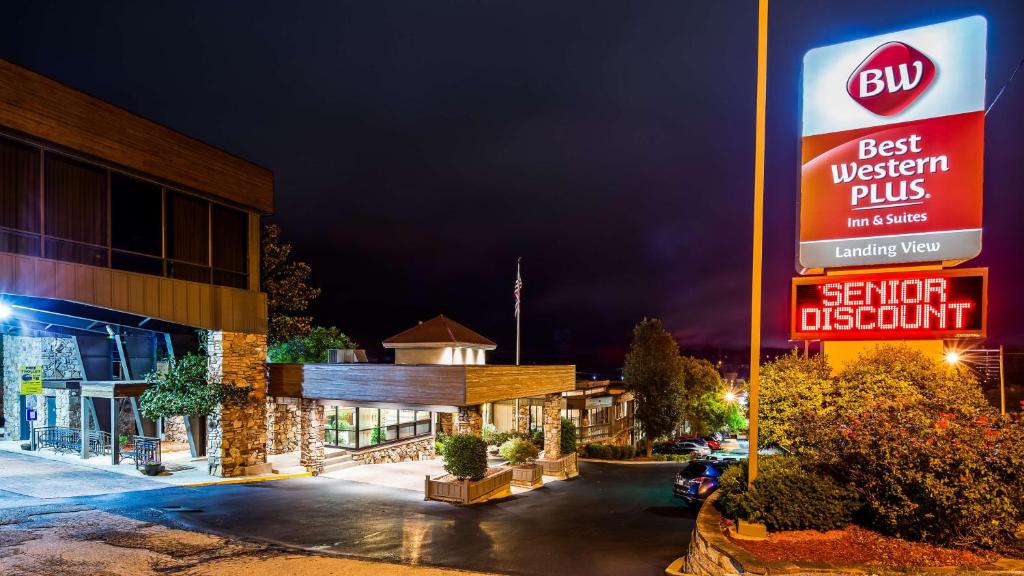 a best western plus sign in front of a store at Best Western Plus Landing View Inn & Suites in Branson