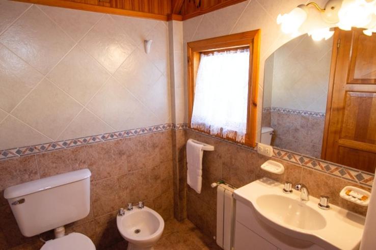 Koupelna v ubytování Cabañas Del Lacar