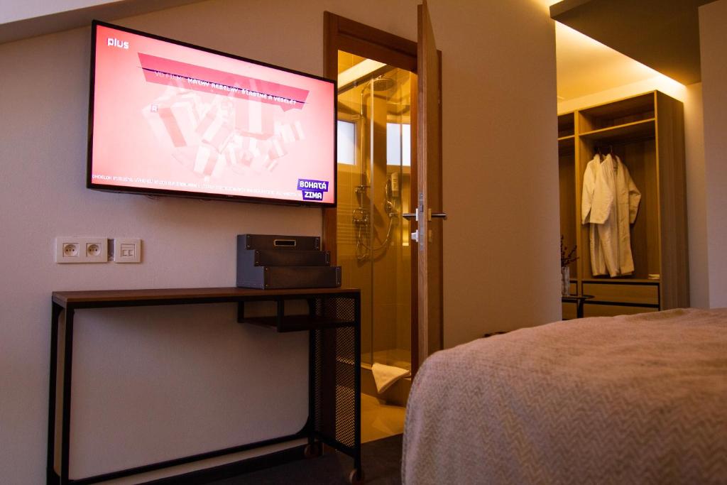 TV a/nebo společenská místnost v ubytování Hotel Marathon
