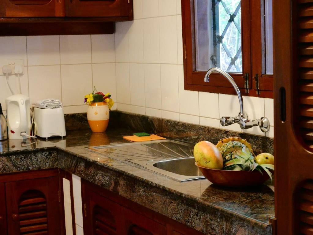 Kuchyň nebo kuchyňský kout v ubytování Diani Cottages