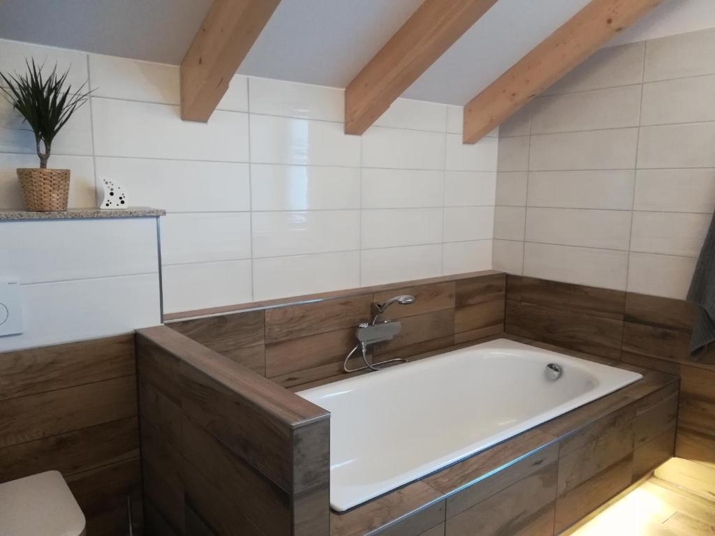 Koupelna v ubytování Apartmány U Holubů