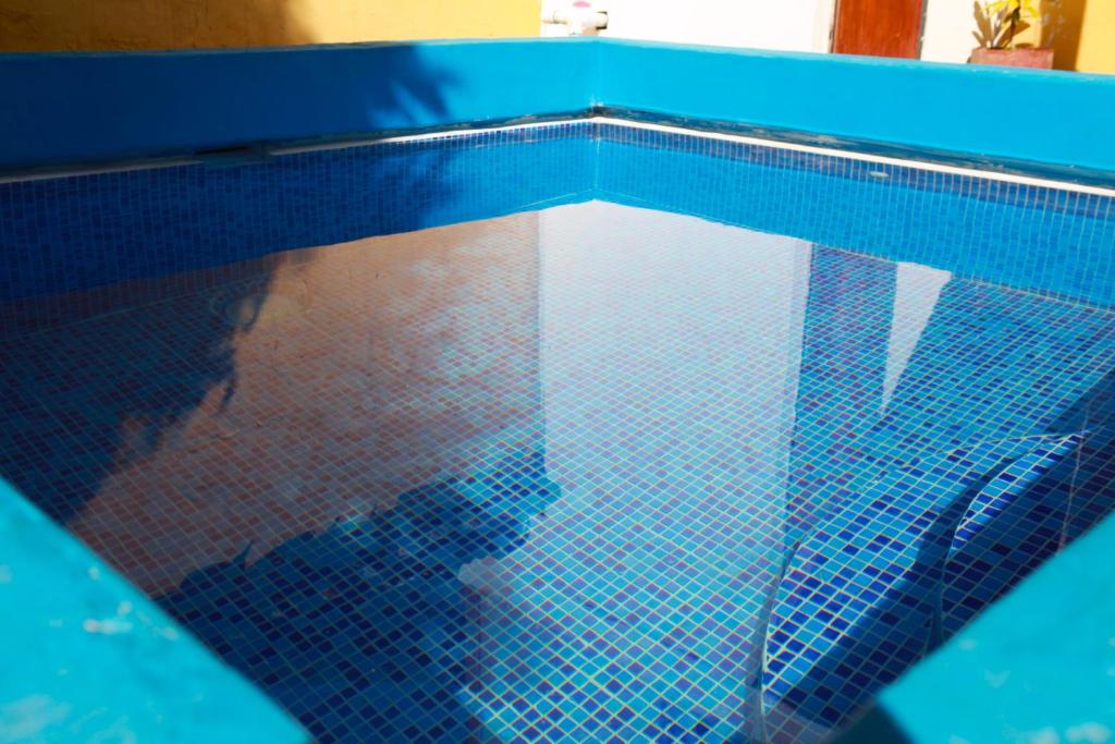a person is standing in a swimming pool at Hostal La Tortuga Booluda in León