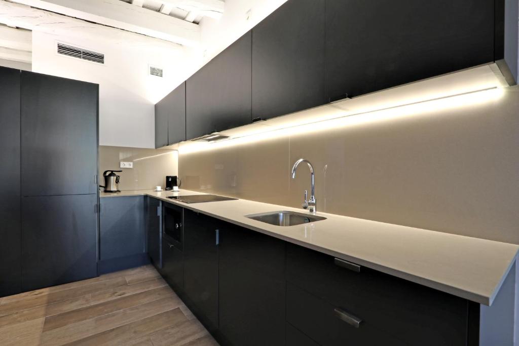 Kuchyň nebo kuchyňský kout v ubytování ClassBedroom Port Ramblas