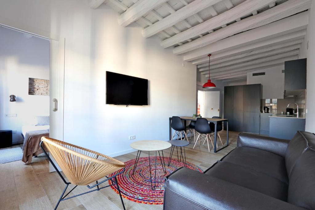 TV a/nebo společenská místnost v ubytování ClassBedroom Port Ramblas