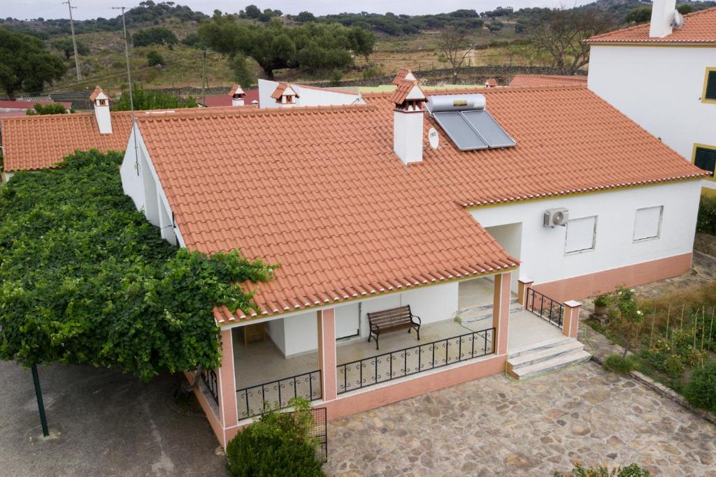 an aerial view of a house with a roof at Tapada da Beirã in Marvão