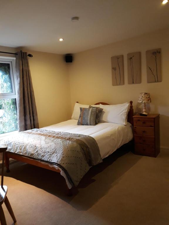 a bedroom with a bed and a window at Swinford Bridge Street Apartment in Swinford