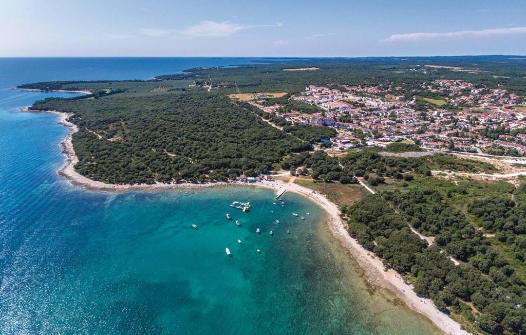 uma vista aérea de uma praia com barcos na água em Apartment Miran, Barbariga, Istria em Barbariga