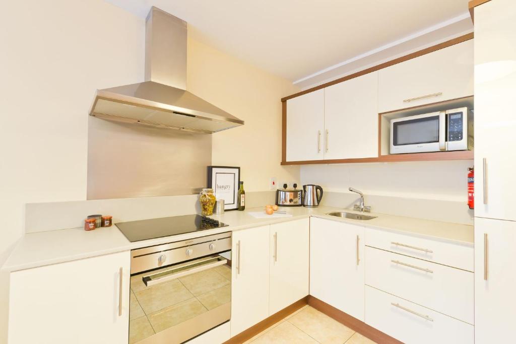 Kuchyň nebo kuchyňský kout v ubytování Broc House Suites