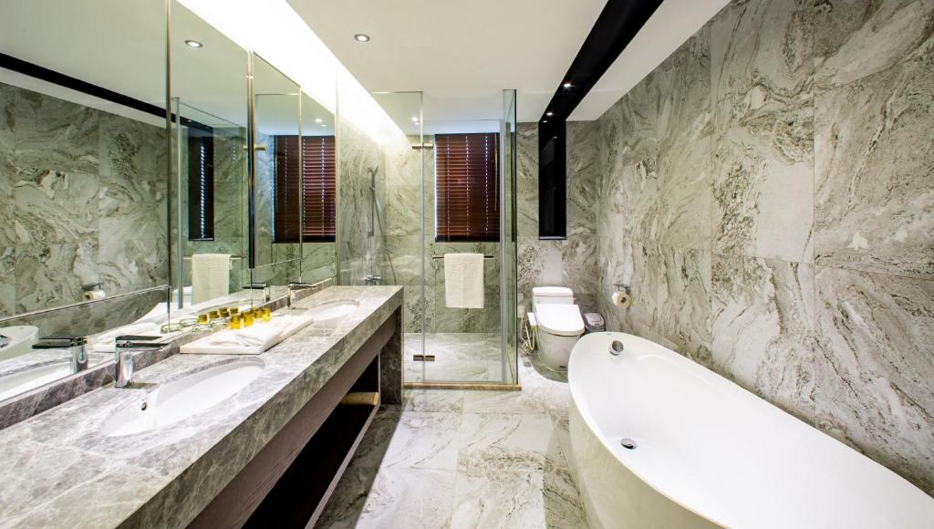 Koupelna v ubytování JSL hotel