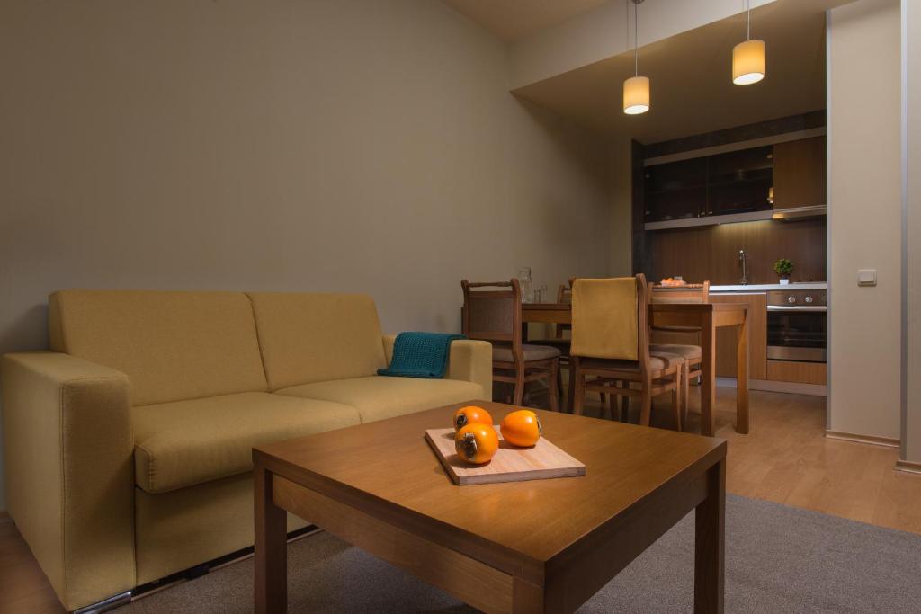 Kuchyň nebo kuchyňský kout v ubytování Effect Malina Residence Hotel