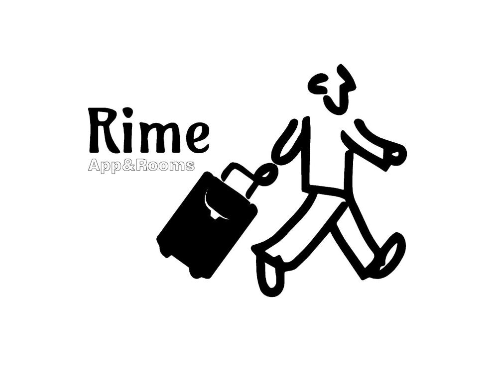 Ein Mann, der mit einer Kofferillustration rennt. in der Unterkunft App&Rooms "Rime" in Sarajevo