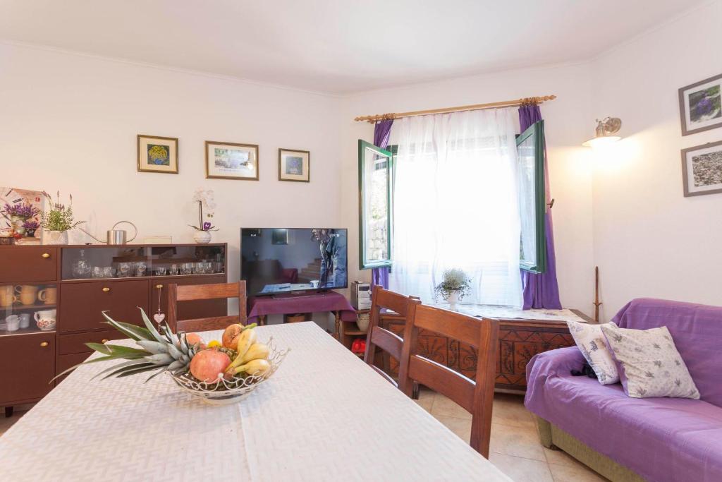Televízia a/alebo spoločenská miestnosť v ubytovaní Holiday home Lavanda Grubisic Tucepi
