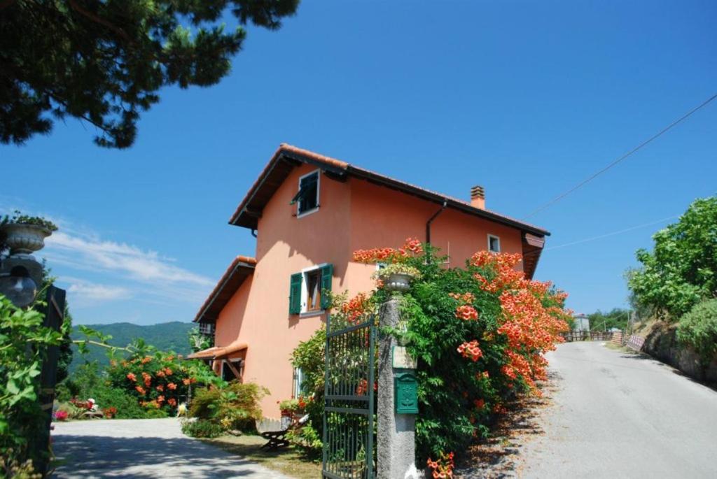 a house with flowers on the side of a road at Agriturismo Terra e Cielo in Serra Riccò
