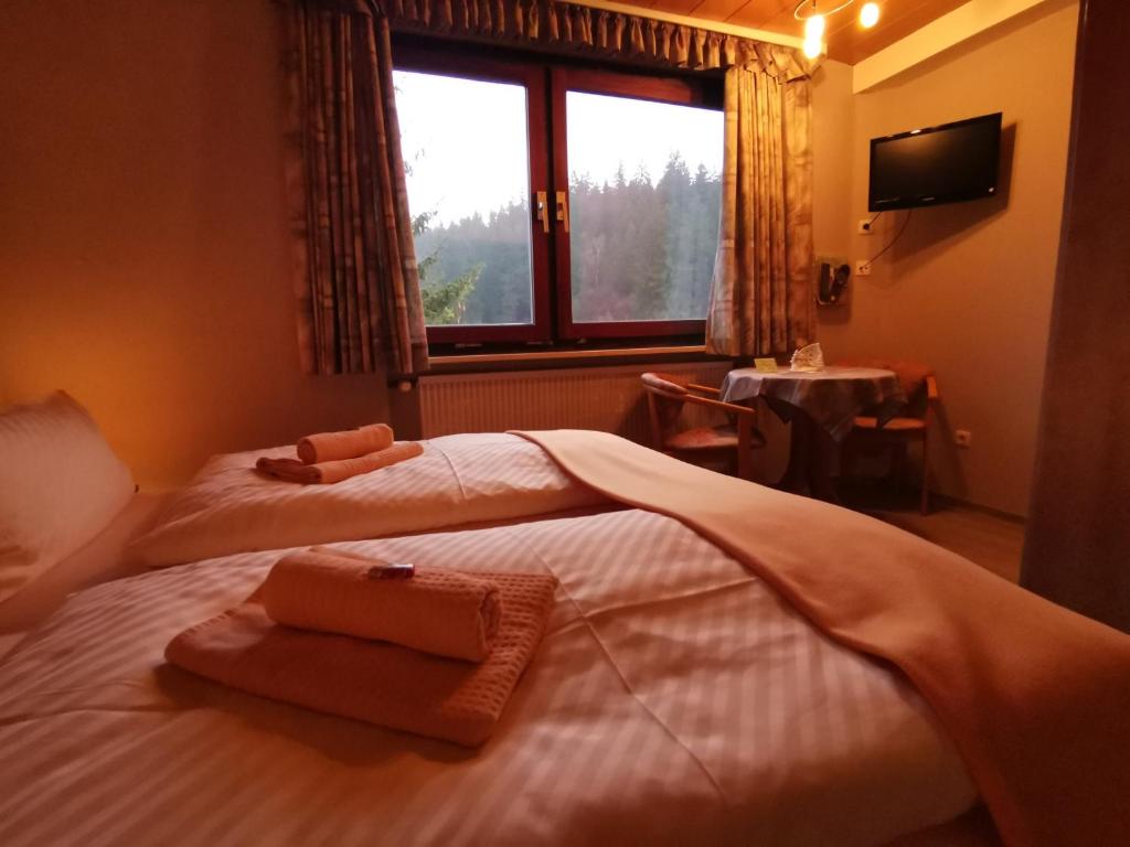 Postel nebo postele na pokoji v ubytování Hotel zur Schmiede