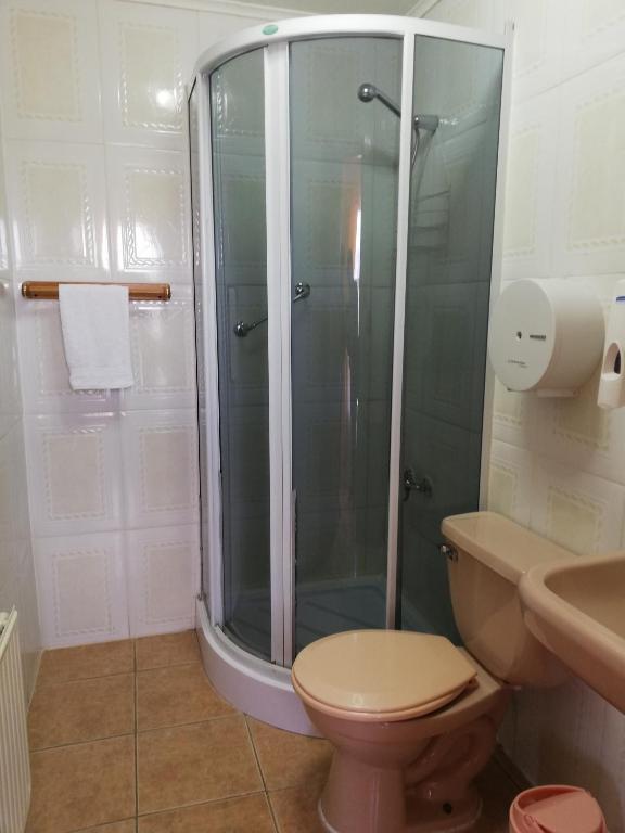 Koupelna v ubytování Agostini Hotel