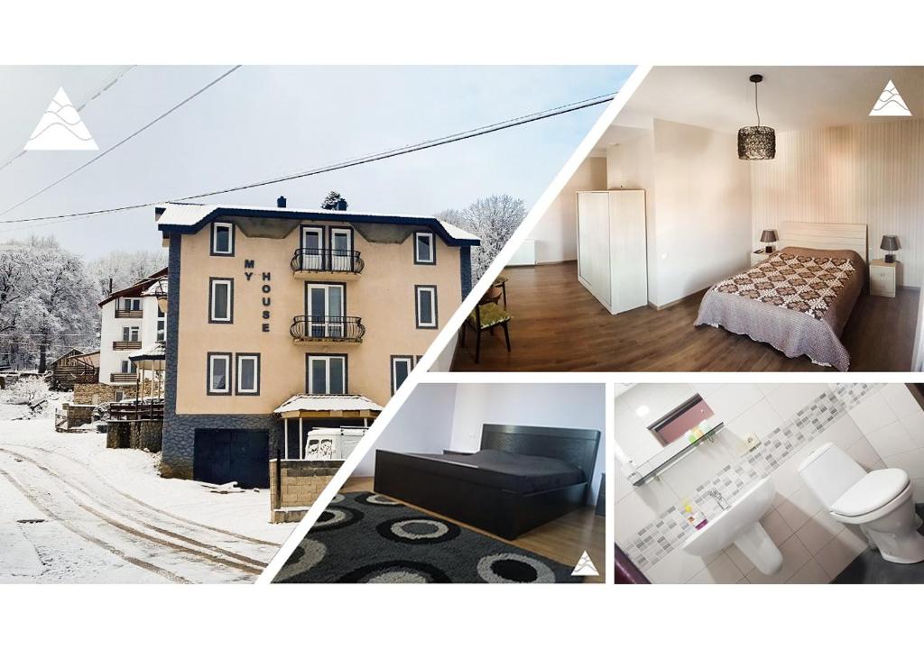 Postel nebo postele na pokoji v ubytování My House in Bakuriani