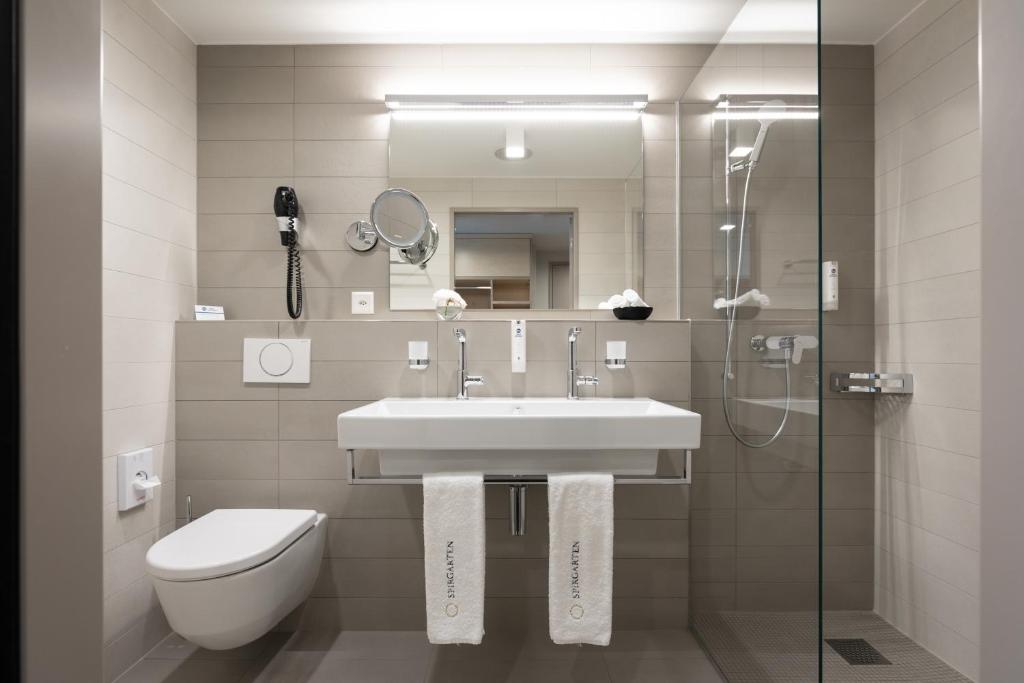 Koupelna v ubytování Hotel Spirgarten