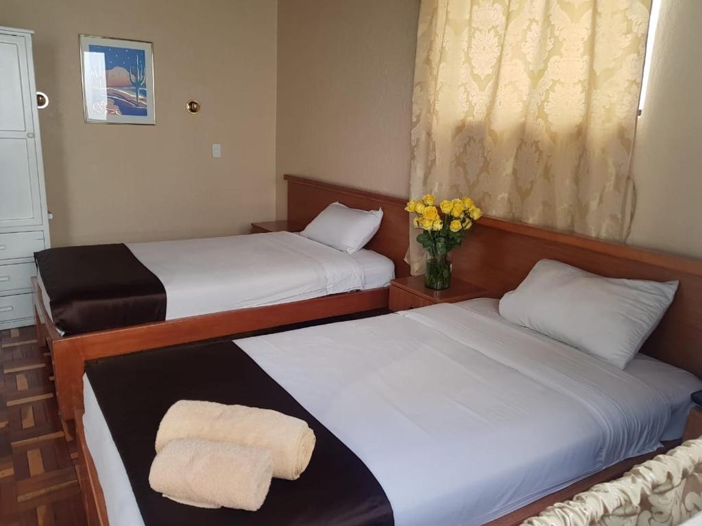 Postel nebo postele na pokoji v ubytování Hostal Loro Verde