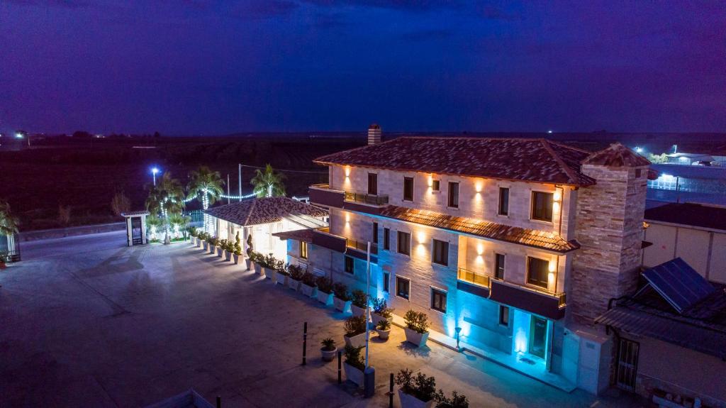 an aerial view of a building at night at B&B Dimmito in Cerignola