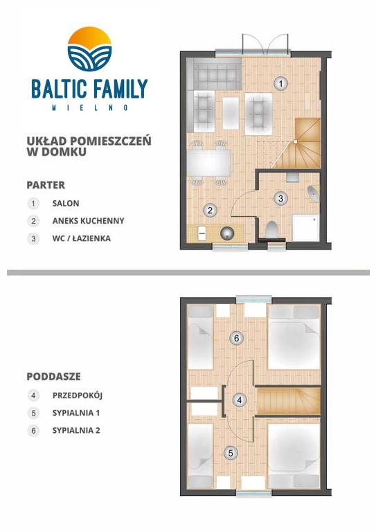 Půdorys ubytování Domki BALTIC FAMILY basen kidsclub rowery