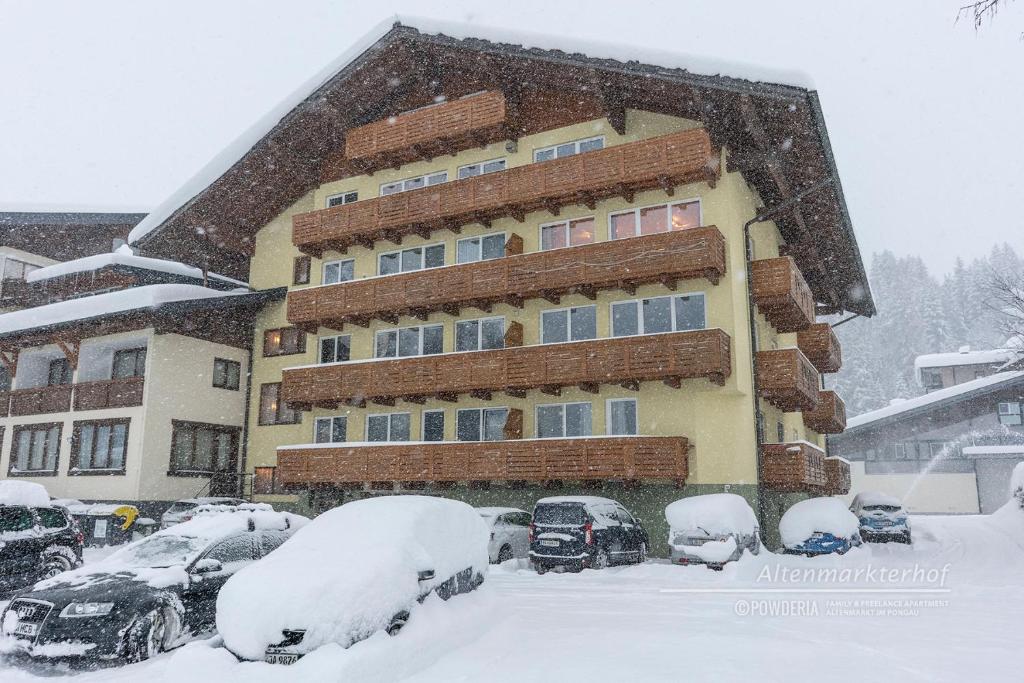 Powderia Family & Freelance Apartment in the centre of Ski Amadé v zimě