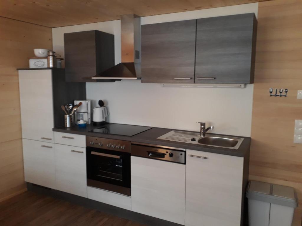 Kuchyň nebo kuchyňský kout v ubytování Bauernhof Farnach