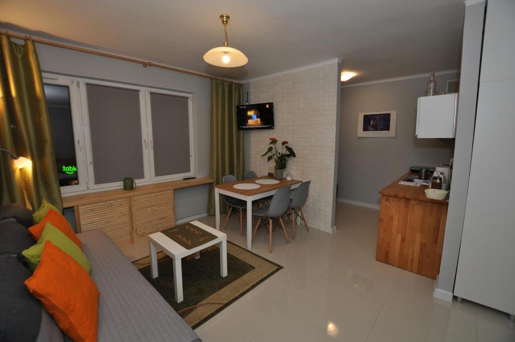 Televízia a/alebo spoločenská miestnosť v ubytovaní Apartament pod Jasną Górą