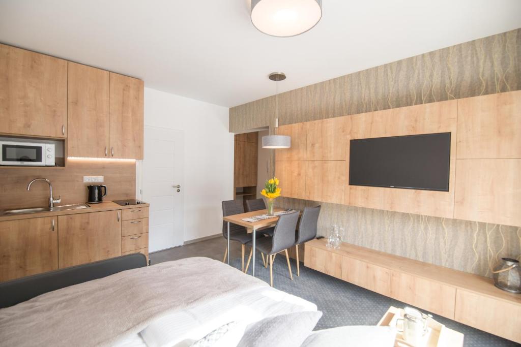 Kuchyň nebo kuchyňský kout v ubytování ff apartments Jasná Lúčky