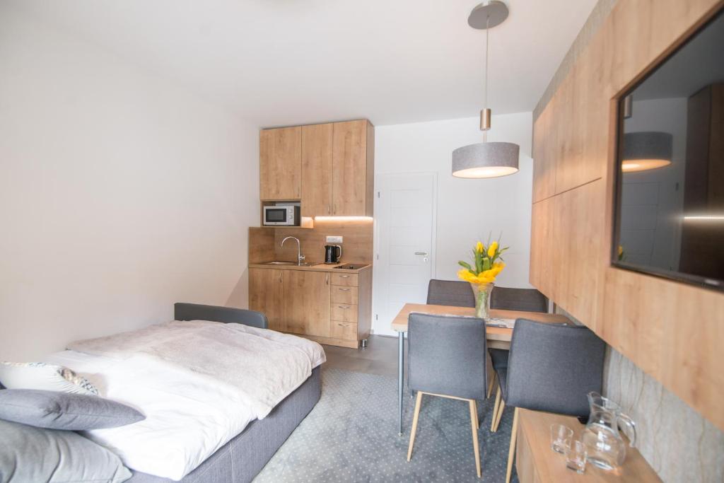 Kuchyň nebo kuchyňský kout v ubytování ff apartments Jasná Lúčky