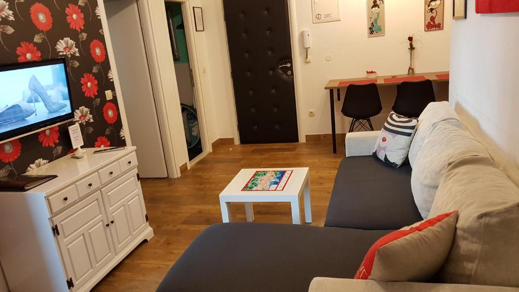 Televízia a/alebo spoločenská miestnosť v ubytovaní Apartments Elda