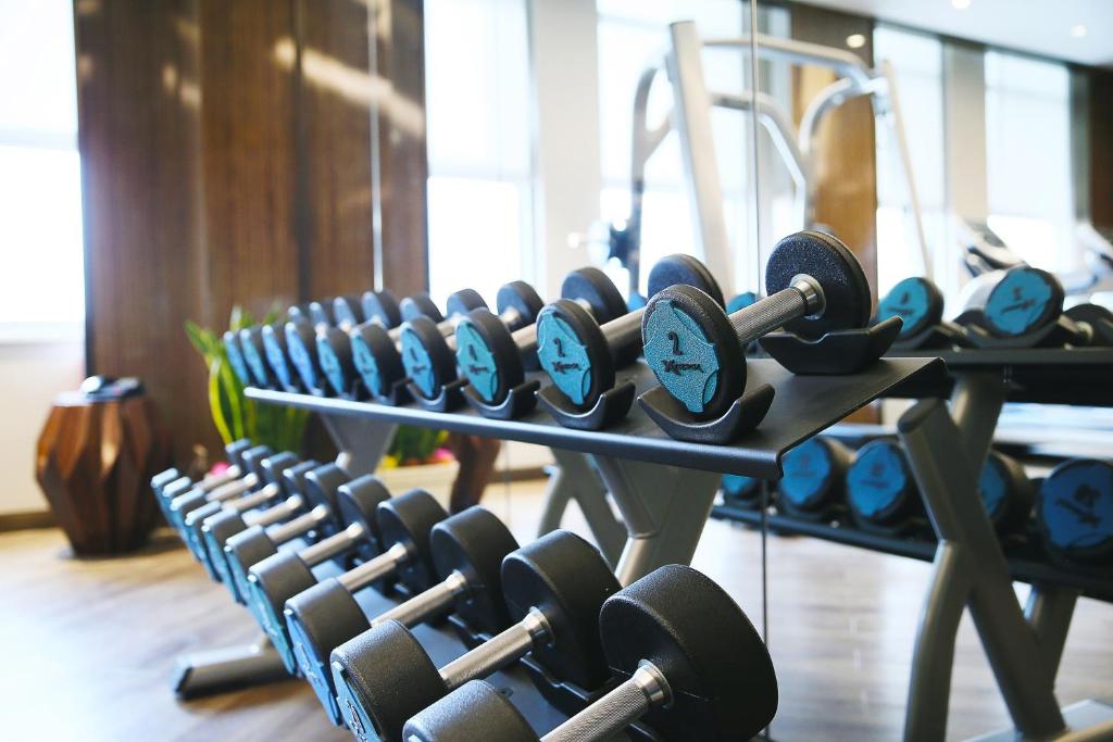 Fitness centrum a/nebo fitness zařízení v ubytování Yinchuan Xifujing Hotel