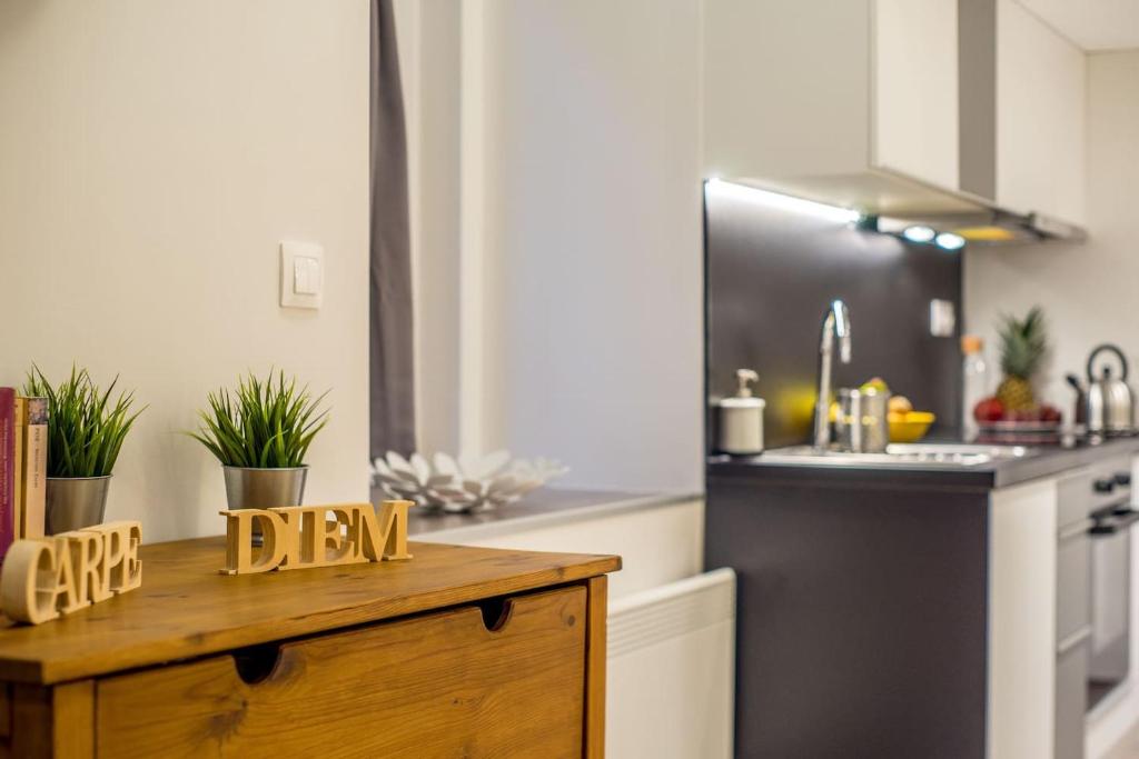 Kuchyňa alebo kuchynka v ubytovaní Cozy Downtown Studio Apartment