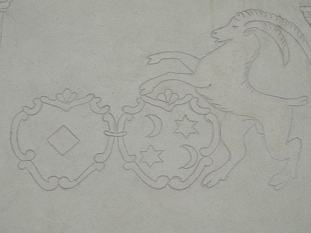 a drawing of a unicorn on a wall at Palazzo Mysanus Samedan in Samedan
