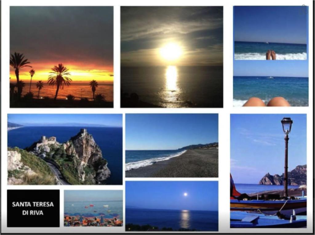 un collage di foto diverse della spiaggia di Daniela House a Santa Teresa di Riva