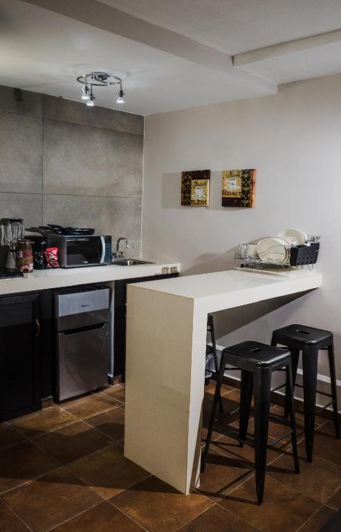 Kuchyň nebo kuchyňský kout v ubytování HOTEL CAREYES